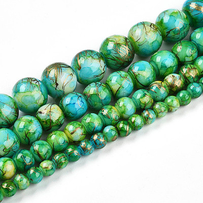 Baking Paint Glass Beads Strands DGLA-N003-8mm-B04-1