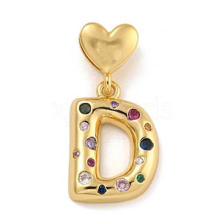 Brass Micro Pave Colorful Cubic Zirconia Pendants KK-P281-01G-D-1