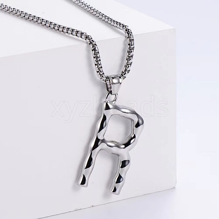 3Pcs Stainless Steel Textured Letter Pendants LW4134-18-1