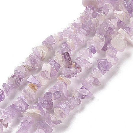 Natural Amethyst Chip Bead Strands G-M205-35-1-1