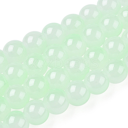 Baking Paint Imitation Jade Glass Round Bead Strands X1-DGLA-N003-10mm-08-1-1
