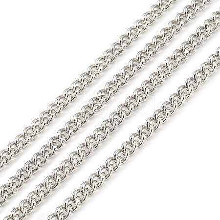 Anti-Tarnish Rhodium Plated 925 Sterling Silver Curb Chains STER-F052-17P-1