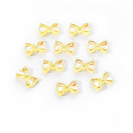 Electroplated Bowknot Resin Cabochons MRMJ-R128-16G-1