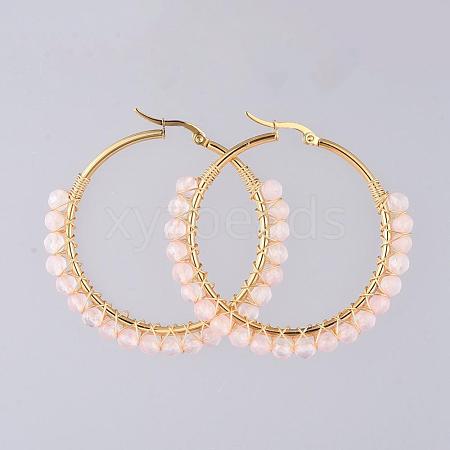 Beaded Hoop Earrings EJEW-JE03830-03-1