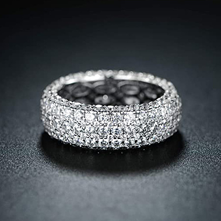 Brass Micro Pave Clear Cubic Zirconia Finger Rings for Women FS-WG796B2-02-1