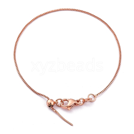 Rack Plating Brass Box Chain Adjustable Slider Bracelets Making for Women BJEW-G735-10RG-1