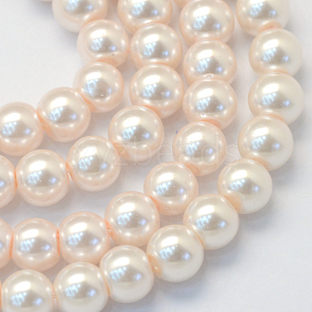 Baking Painted Pearlized Glass Pearl Round Bead Strands HY-Q003-14mm-41-1