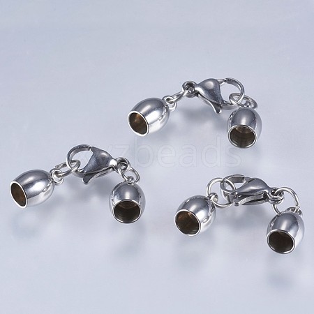 Tarnish Resistant 201 Stainless Steel Cord Ends STAS-F145-03P-9x6mm-1