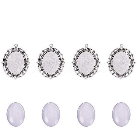 Oval Clear Glass Cabochon Cover DIY-PH0018-99AS-1