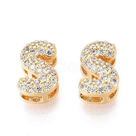 Brass Micro Pave Clear Cubic Zirconia Beads KK-T071-17G-S-1