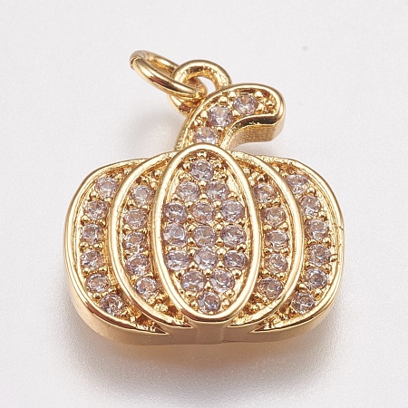 Brass Micro Pave Cubic Zirconia Charms ZIRC-E147-38G-1