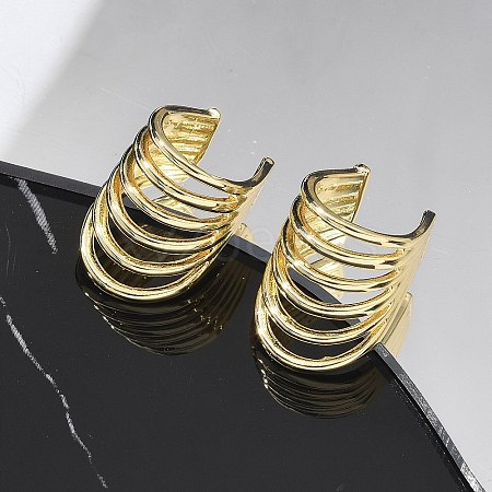 Brass Cuff Earrings for Women EJEW-U036-02G-1