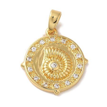 Rack Plating Brass Micro Pave Cubic Zirconia Pendant KK-U027-15G-1