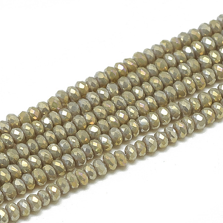 Electroplate Opaque Solid Color Glass Beads Strands EGLA-Q112-B12-1
