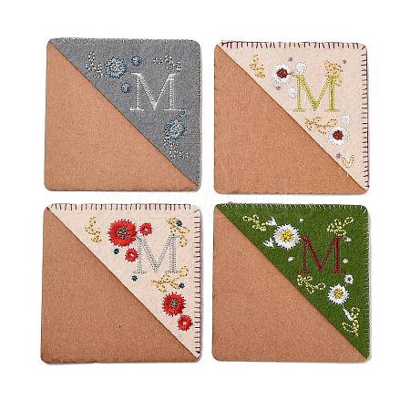 4Pcs Letter Personalized Hand Embroidered Corner Bookmarks JX587M-1