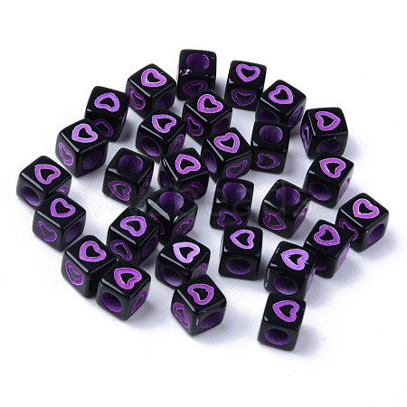 Opaque Black Acrylic European Beads MACR-S273-51F-02-1