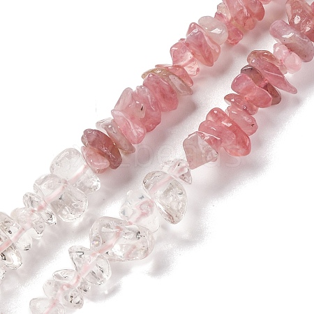 Natural Quartz Crystal & Rose Quartz Beads Strands G-L610-A15-01-1