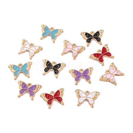 Light Gold Plated Alloy Enamel Pendants FIND-Q100-02KCG-1