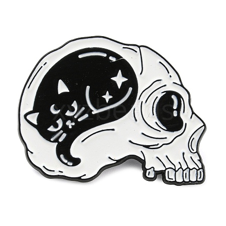 Cartoon Cat & Skull Enamel Pins JEWB-Q033-02A-1