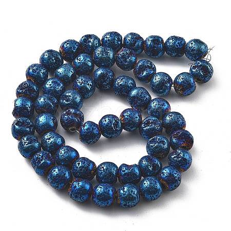 Electroplated Natural Lava Rock Beads Strands G-A251-E01-01H-1