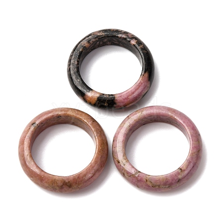 Natural Rhodonite Plain Band Ring RJEW-P044-01B-11-1