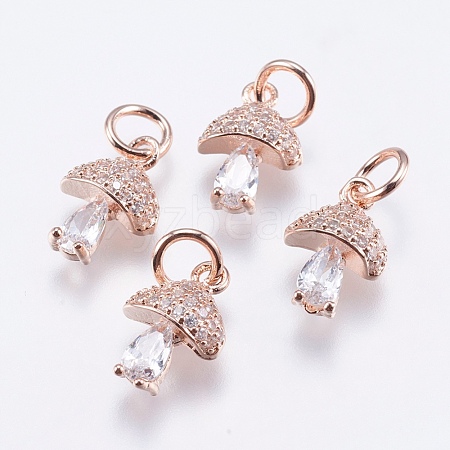 Brass Micro Pave Cubic Zirconia Charms RB-I077-25RG-RS-1