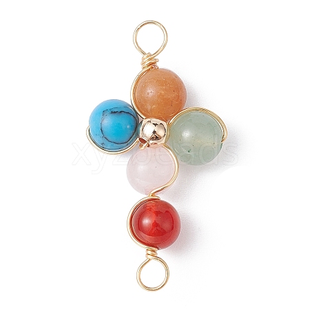 Mixed Gemstone Connector Charms PALLOY-JF02224-01-1