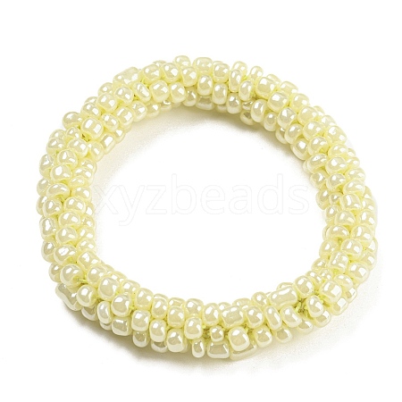 Crochet Glass Beads Braided Stretch Bracelet BJEW-K232-01F-1