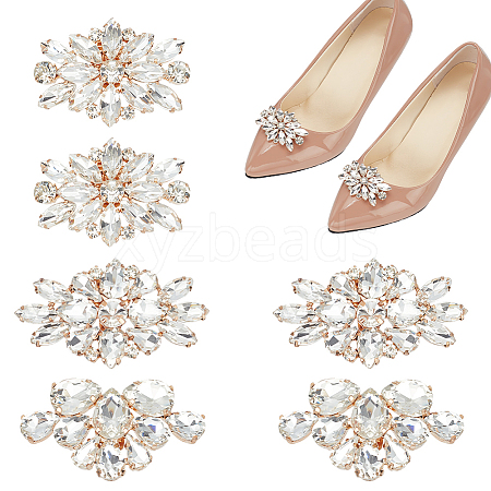   6Pcs 3 Styles Detachable Alloy Rhinestone Shoe Buckle Clips AJEW-PH0011-60-1