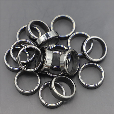 Non-Magnetic Synthetic Hematite Plain Band Ring FIND-PW0021-11A-1
