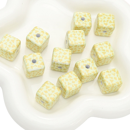 2Pcs Printed Opaque Acrylic Square Beads PW-WGD1F08-03-1