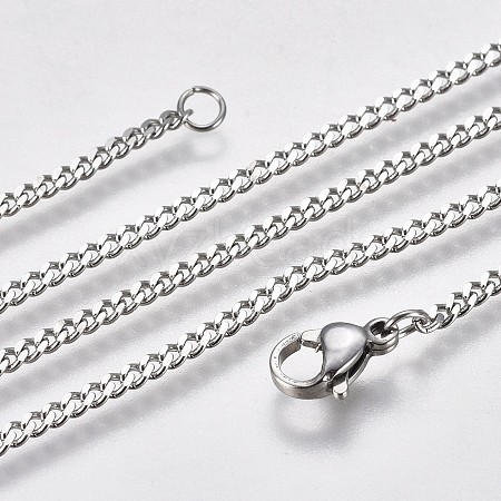 Non-Tarnish 304 Stainless Steel Curb Chain Necklaces NJEW-L162-01A-P-1