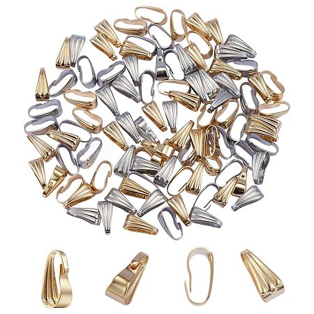 100Pcs 2 Colour 304 Stainless Steel Snap on Bails STAS-SZ0001-92-1