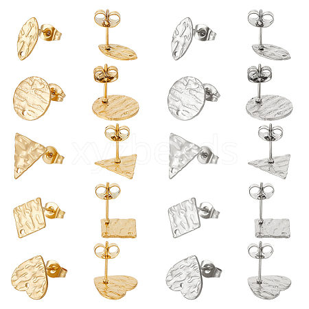 Unicraftale 20Pcs 10 Style 304 Stainless Steel Stud Earring Findings STAS-UN0054-86-1