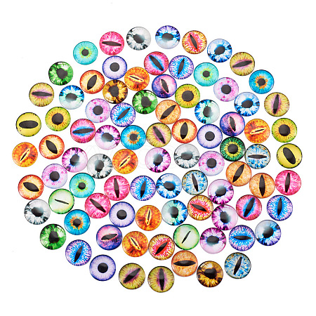 Eye Printed Glass Cabochons GGLA-BT0001-01-1