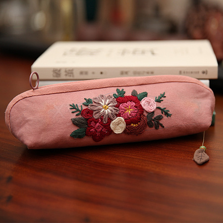 DIY Flower Pattern Pencil Case Embroidery Kit PW22112414577-1