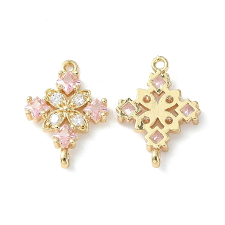 Brass Pave Cubic Zirconia Connector Charms KK-G462-45KCG-02-1