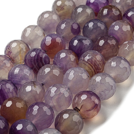 Faceted Natural Agate Beads Strands G-F447-12mm-K01-1