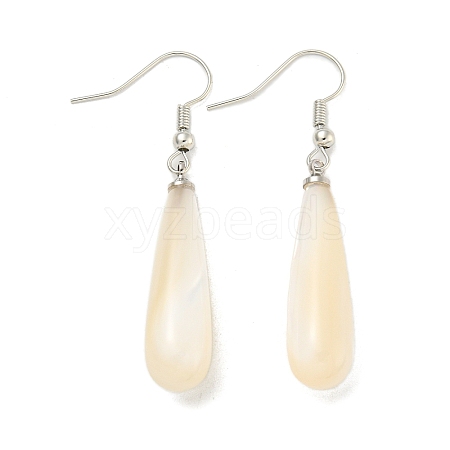 Rack Plating Brass Natural White Shell Dangle Earrings EJEW-N055-54P-1