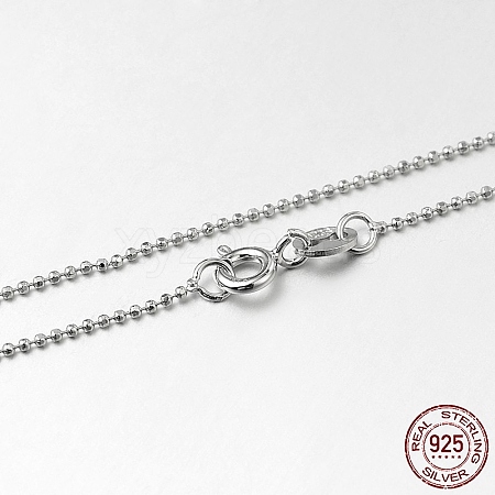 Anti-Tarnish Trendy Rhodium Plated 925 Sterling Silver Ball Chain Necklaces STER-M050-1.0B-09-1