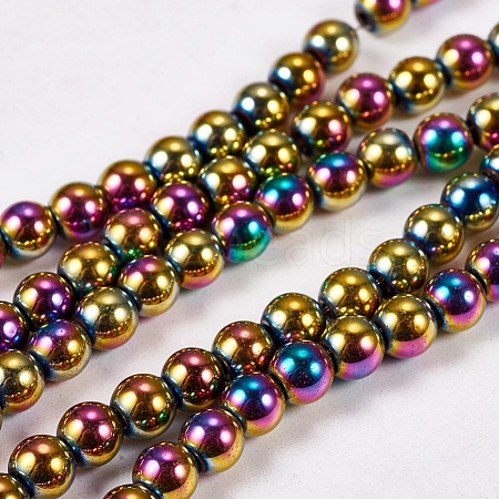 Electroplate Non-magnetic Synthetic Hematite Beads Strands G-J169A-4mm-05-1