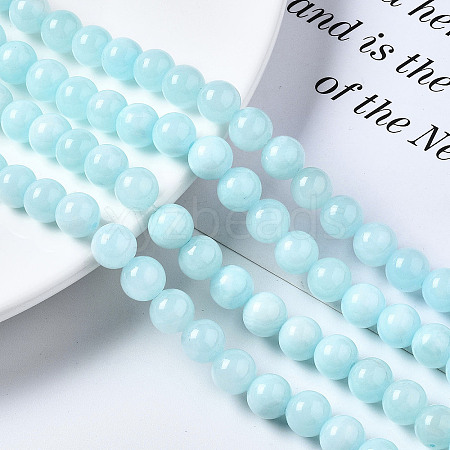 Natural Dyed Yellow Jade Gemstone Bead Strands G-R271-8mm-Y04-1