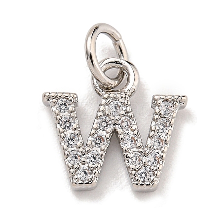 Initial Letter Brass with Cubic Zirconia Charms KK-Q814-26W-P-1