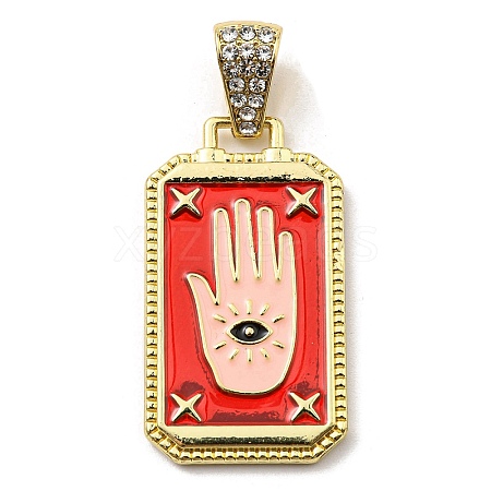 Rack Plating Alloy Enamel Pendants with Crystal Rhinestone Pendants PALLOY-K010-35G-01-1