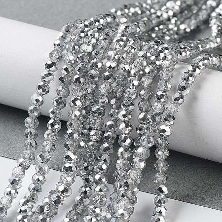 Half Plated Faceted Rondelle Glass Bead Strands EGLA-S095-3mm-03-1