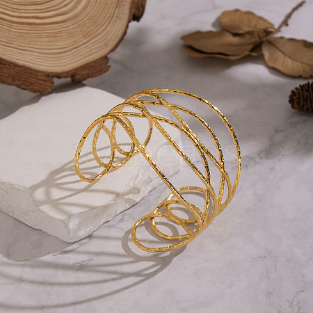 Hammered 304 Stainless Steel Multi Cuff Bangles for Women BJEW-Z161-01G-1