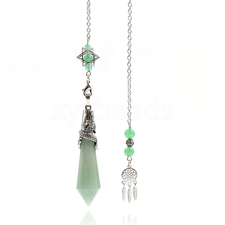 Natural Green Aventurine Cone Dowsing Pendulum Big Pendants PW-WG69083-06-1