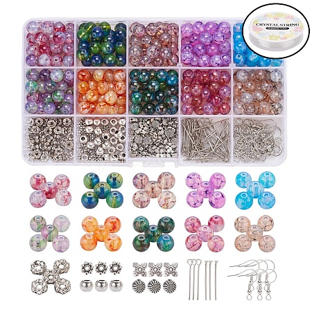 Imitation Opalite Glass Beads Kit for Necklace Bracelets Dangle Earrings Making DIY-YW0004-22-1