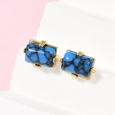 Brass Stud Earrings KK-F358-03G-03-1