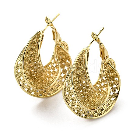 Rack Plating Brass Twist Teardrop Hoop Earrings EJEW-D063-01G-1